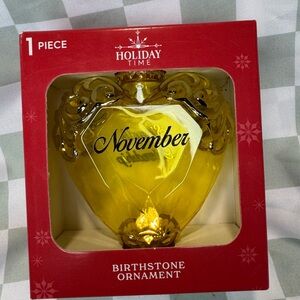 Holiday Time November Birthstone Ornament – Topaz – Amber Glass – NIB